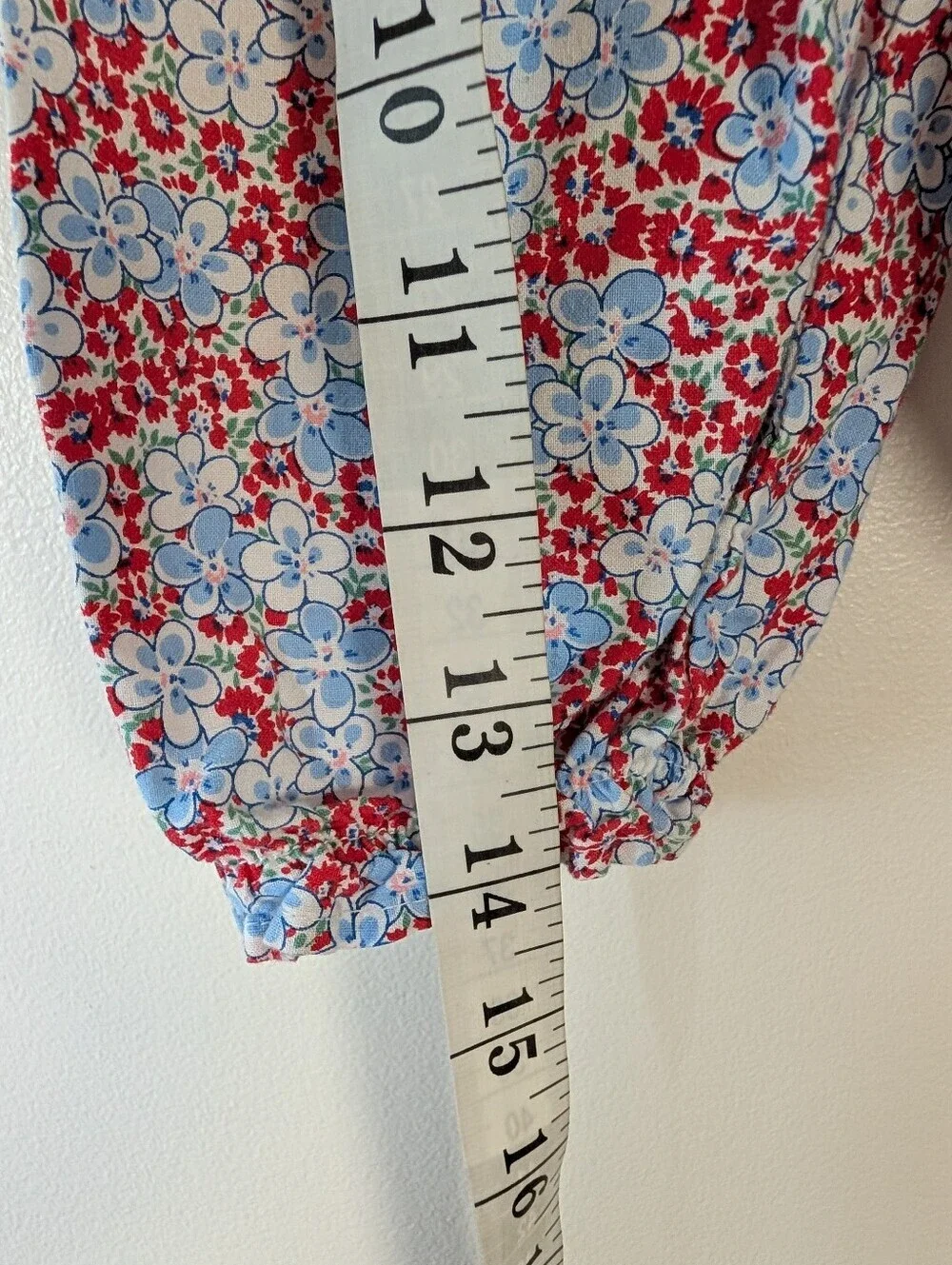 Vintage Floral Red White Blue Bloomer Pants Elastic Waist & Ankle Sz 9 Months